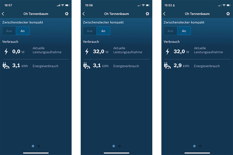 Screenshots of the power consumption by the Dyson Gen5detect.